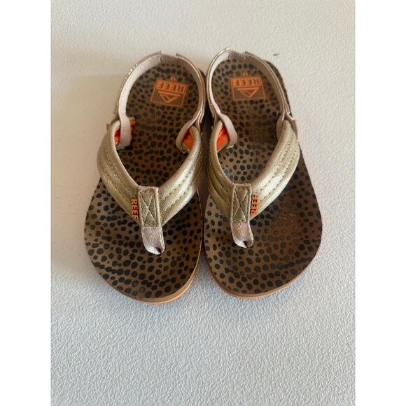 REEF Kids Girl's Little Ahi Flip Flop Sandals Size 12 Metallic Straps - Picture 1 of 5